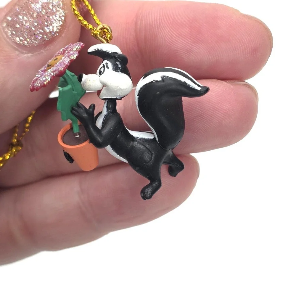 VTG 1995 Ornaments Mini Pepe Le Pew Porky Pig Bugs Bunny Mickey Mouse Elmer Fudd